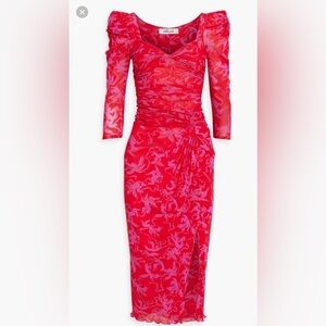 Diane Von Furstenberg Bettina ruched mesh dress